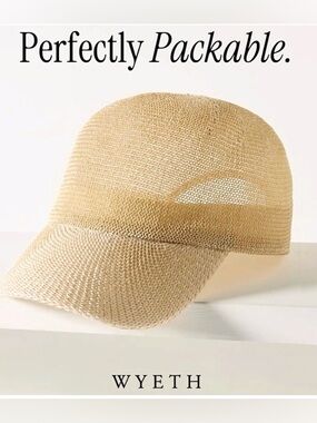 Wyeth Packable Paula Mesh Baseball Cap in Camel.
 UPF 50+